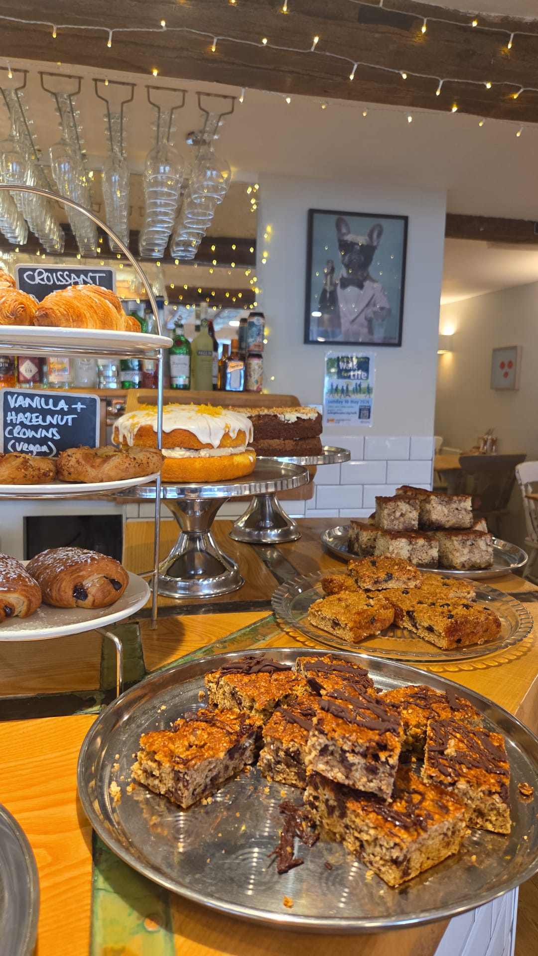 Selection of cakes and pastries on display inside Winners