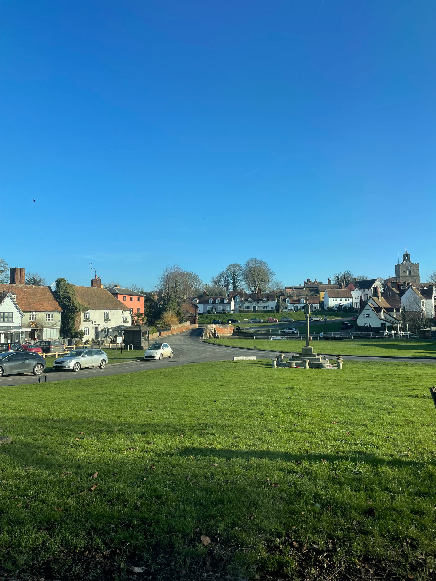 View across Finchingfield green near Winners